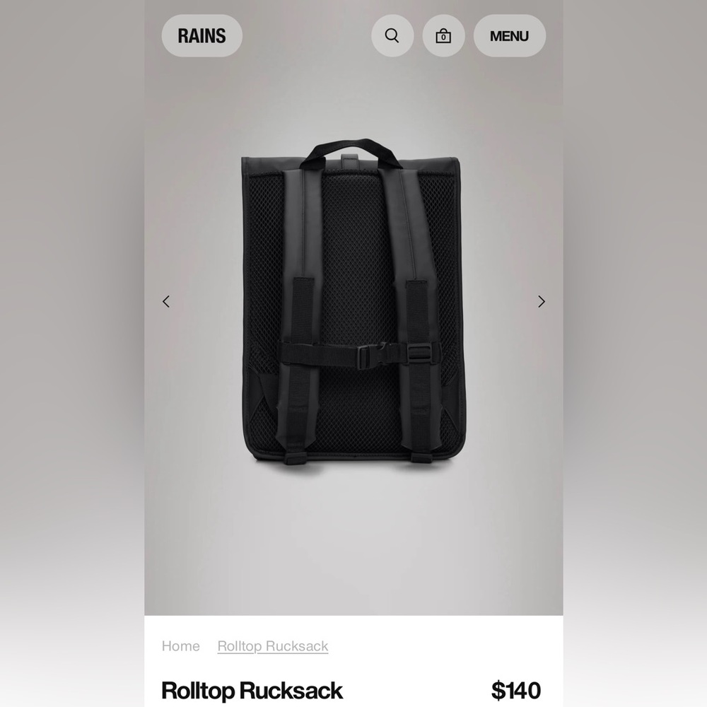 PRICE FIRM Rains Rolltop Rucksack Waterproof Backpack Black NEW w/Tags MSRP $140 - Picture 9 of 10